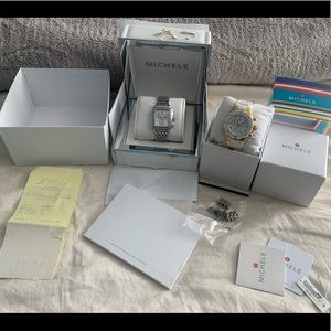 2 Authentic Michele watches diamond deco and jelly